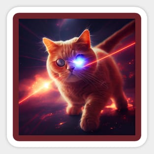 Cat With Laser Eyes Sticker
